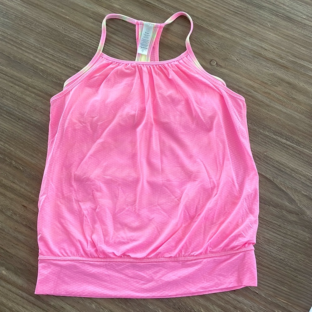 Lululemon Ivivva girls pink and yellow tank